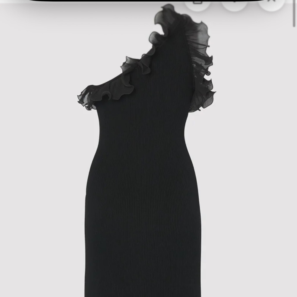 NWT Milly Black One-Shoulder Ruffle Knit Dress